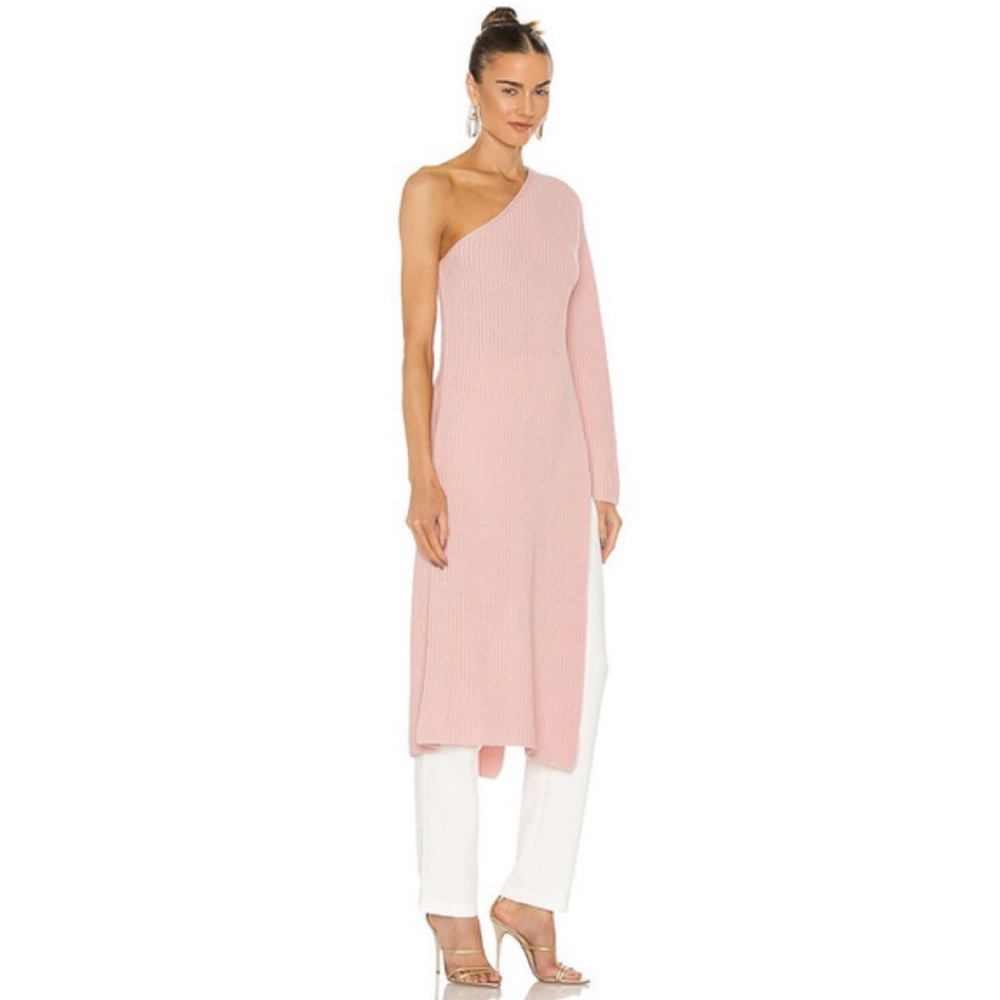 Atoir Pink One Shoulder Mercury Knit Long Sweater
